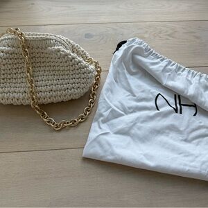 Noam Hazan NEW Cream Crochet Bag with Gold Chain